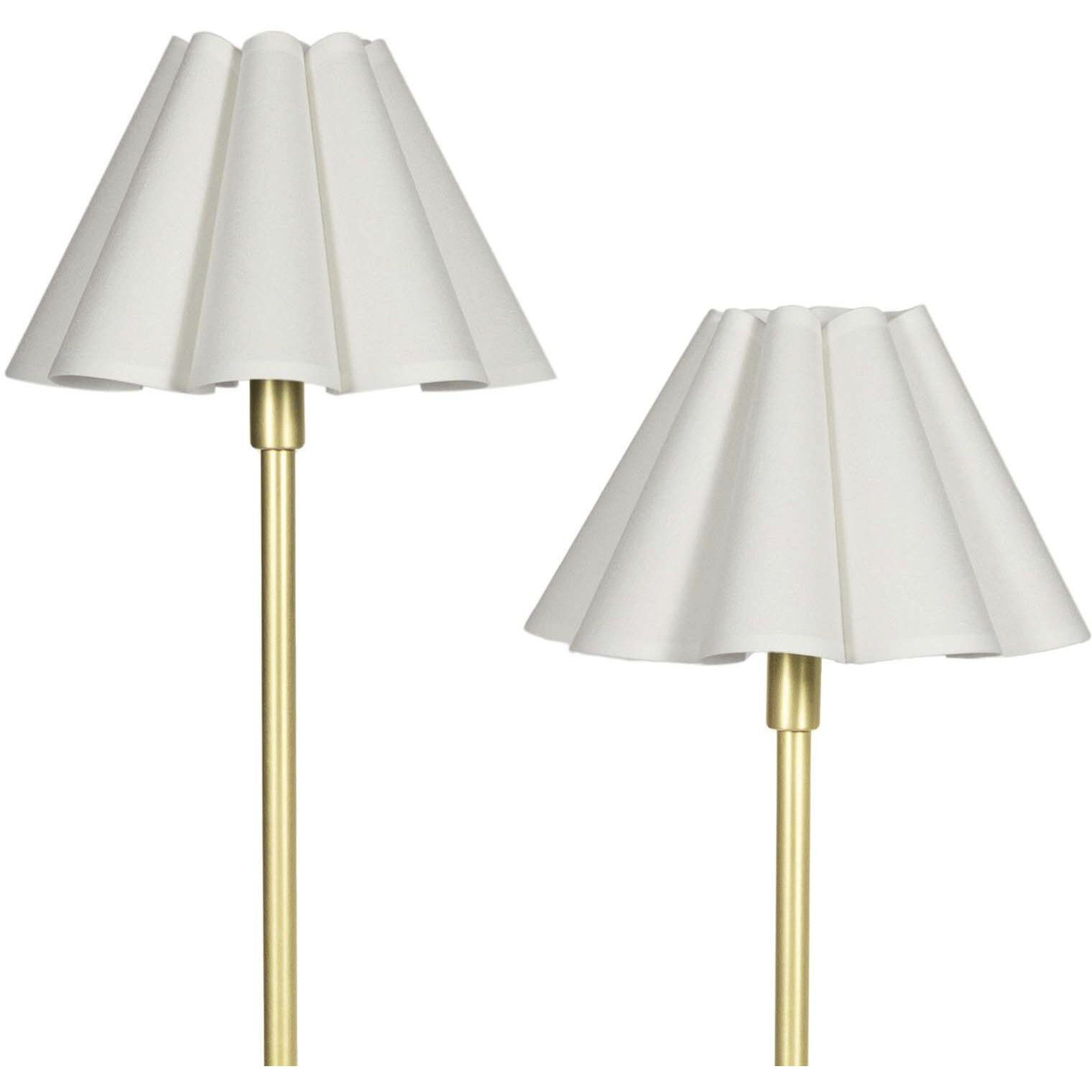 Polly 29.25 inch 60 watt Natural Brass Double Arm Table Lamp Portable Light in White Linen